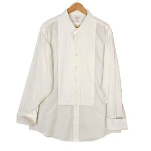 Brooks Brothers 346 Mens 17.5 35 White Dress Shirt French Cuffs Formal Non Iron